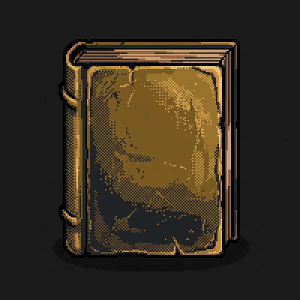 Pixel-art worn hardcover book